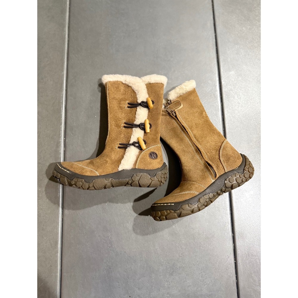 Naturino Kids Tan Suede Faux Fur Trim Toggle Winter Boots Size 28 EU